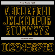 Load image into Gallery viewer, Custom Black Gold 3D Pattern Design Abstract Splatter Grunge Art Authentic Baseball Jersey