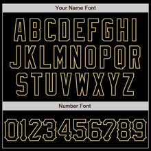 Load image into Gallery viewer, Custom Black Vegas Gold 3D Pattern Design Abstract Splatter Grunge Art Authentic Baseball Jersey