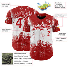 Load image into Gallery viewer, Custom Red White 3D Pattern Design Abstract Splatter Grunge Art Authentic Baseball Jersey