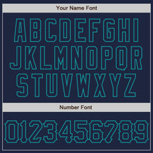 Load image into Gallery viewer, Custom Navy Teal 3D Pattern Design Abstract Splatter Grunge Art Authentic Baseball Jersey