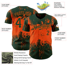 Load image into Gallery viewer, Custom Green Orange 3D Pattern Design Abstract Splatter Grunge Art Authentic Baseball Jersey