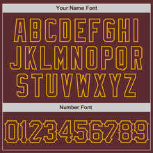 Load image into Gallery viewer, Custom Burgundy Gold 3D Pattern Design Abstract Splatter Grunge Art Authentic Baseball Jersey