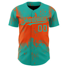 Load image into Gallery viewer, Custom Aqua Orange 3D Pattern Design Abstract Splatter Grunge Art Authentic Baseball Jersey