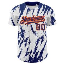 Load image into Gallery viewer, Custom White Royal-Orange 3D Pattern Design Abstract Sharp Shape Authentic Baseball Jersey
