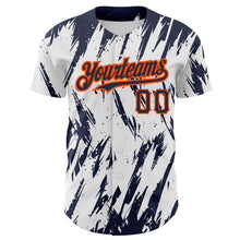 Load image into Gallery viewer, Custom White Navy-Orange 3D Pattern Design Abstract Sharp Shape Authentic Baseball Jersey