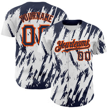 Load image into Gallery viewer, Custom White Navy-Orange 3D Pattern Design Abstract Sharp Shape Authentic Baseball Jersey