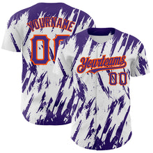 Load image into Gallery viewer, Custom White Purple-Orange 3D Pattern Design Abstract Sharp Shape Authentic Baseball Jersey
