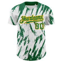Load image into Gallery viewer, Custom White Kelly Green-Gold 3D Pattern Design Abstract Sharp Shape Authentic Baseball Jersey