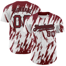 Load image into Gallery viewer, Custom White Crimson-Black 3D Pattern Design Abstract Sharp Shape Authentic Baseball Jersey