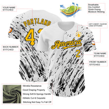 Load image into Gallery viewer, Custom White Gold-Black 3D Pattern Design Abstract Splash Authentic Baseball Jersey