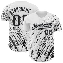 Load image into Gallery viewer, Custom White Black-Gray 3D Pattern Design Abstract Splash Authentic Baseball Jersey