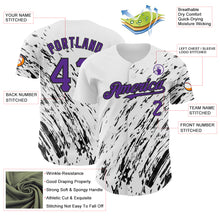 Load image into Gallery viewer, Custom White Purple-Black 3D Pattern Design Abstract Splash Authentic Baseball Jersey
