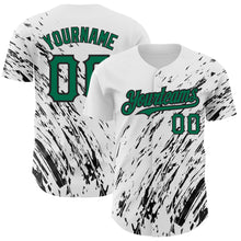 Load image into Gallery viewer, Custom White Kelly Green-Black 3D Pattern Design Abstract Splash Authentic Baseball Jersey