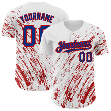 Load image into Gallery viewer, Custom White Royal-Red 3D Pattern Design Abstract Splash Authentic Baseball Jersey