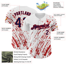Load image into Gallery viewer, Custom White Navy-Red 3D Pattern Design Abstract Splash Authentic Baseball Jersey