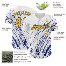 Load image into Gallery viewer, Custom White Gold-Royal 3D Pattern Design Abstract Splash Authentic Baseball Jersey