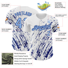 Load image into Gallery viewer, Custom White Light Blue-Royal 3D Pattern Design Abstract Splash Authentic Baseball Jersey