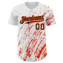Load image into Gallery viewer, Custom White Black-Orange 3D Pattern Design Abstract Splash Authentic Baseball Jersey