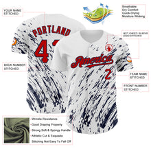 Load image into Gallery viewer, Custom White Red-Navy 3D Pattern Design Abstract Splash Authentic Baseball Jersey