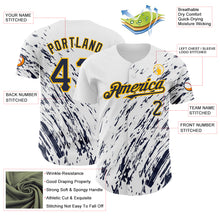 Load image into Gallery viewer, Custom White Navy-Gold 3D Pattern Design Abstract Splash Authentic Baseball Jersey