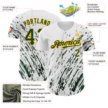 Load image into Gallery viewer, Custom White Green-Gold 3D Pattern Design Abstract Splash Authentic Baseball Jersey