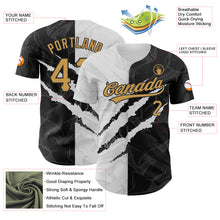 Load image into Gallery viewer, Custom Graffiti Pattern Old Gold-Black 3D Scratch Authentic Baseball Jersey