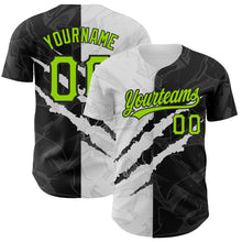Load image into Gallery viewer, Custom Graffiti Pattern Neon Green-Black 3D Scratch Authentic Baseball Jersey