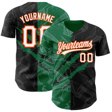 Load image into Gallery viewer, Custom Graffiti Pattern Black Kelly Green-Orange 3D Scratch Authentic Baseball Jersey