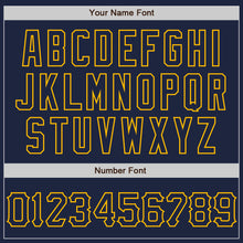 Load image into Gallery viewer, Custom Graffiti Pattern Navy-Gold 3D Scratch Authentic Baseball Jersey