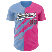 Load image into Gallery viewer, Custom Graffiti Pattern Pink Light Blue-Black 3D Scratch Authentic Baseball Jersey
