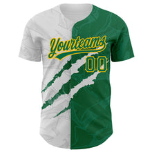 Load image into Gallery viewer, Custom Graffiti Pattern Kelly Green-Gold 3D Scratch Authentic Baseball Jersey