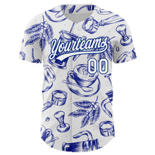 Load image into Gallery viewer, Custom White Royal 3D Pattern Design International Coffee Day Authentic Baseball Jersey