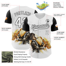Load image into Gallery viewer, Custom White Black 3D Pattern Design International Jazz Day Authentic Baseball Jersey