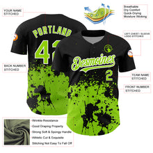 Load image into Gallery viewer, Custom Black Neon Green-White 3D Pattern Design Abstract Splash Grunge Art Authentic Baseball Jersey