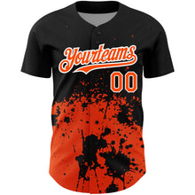 Load image into Gallery viewer, Custom Black Orange-White 3D Pattern Design Abstract Splash Grunge Art Authentic Baseball Jersey