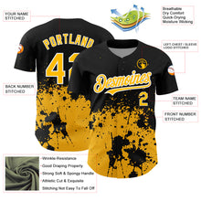 Load image into Gallery viewer, Custom Black Gold-White 3D Pattern Design Abstract Splash Grunge Art Authentic Baseball Jersey