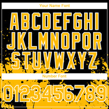 Load image into Gallery viewer, Custom Black Gold-White 3D Pattern Design Abstract Splash Grunge Art Authentic Baseball Jersey