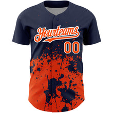 Load image into Gallery viewer, Custom Navy Orange-White 3D Pattern Design Abstract Splash Grunge Art Authentic Baseball Jersey