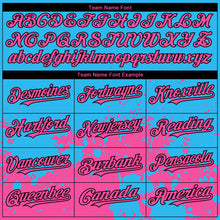 Load image into Gallery viewer, Custom Sky Blue Pink-Black 3D Pattern Design Abstract Splash Grunge Art Authentic Baseball Jersey