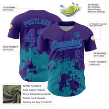 Load image into Gallery viewer, Custom Purple Teal 3D Pattern Design Abstract Splash Grunge Art Authentic Baseball Jersey