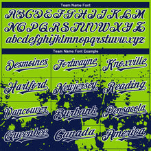 Load image into Gallery viewer, Custom Neon Green Navy-White 3D Pattern Design Abstract Splash Grunge Art Authentic Baseball Jersey