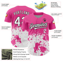 Load image into Gallery viewer, Custom Pink White-Black 3D Pattern Design Abstract Splash Grunge Art Authentic Baseball Jersey