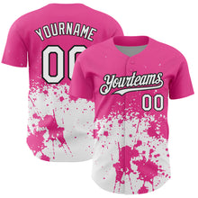 Load image into Gallery viewer, Custom Pink White-Black 3D Pattern Design Abstract Splash Grunge Art Authentic Baseball Jersey