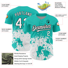 Load image into Gallery viewer, Custom Aqua White-Black 3D Pattern Design Abstract Splash Grunge Art Authentic Baseball Jersey