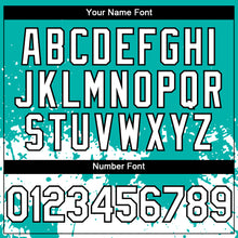 Load image into Gallery viewer, Custom Aqua White-Black 3D Pattern Design Abstract Splash Grunge Art Authentic Baseball Jersey