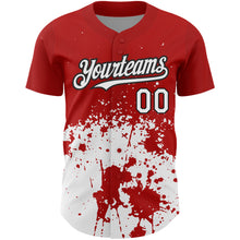 Load image into Gallery viewer, Custom Red White-Black 3D Pattern Design Abstract Splash Grunge Art Authentic Baseball Jersey