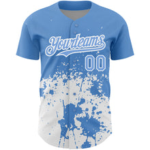 Load image into Gallery viewer, Custom Light Blue White 3D Pattern Design Abstract Splash Grunge Art Authentic Baseball Jersey