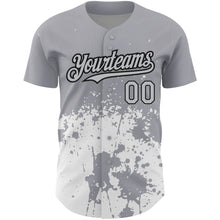 Load image into Gallery viewer, Custom Gray Black-White 3D Pattern Design Abstract Splash Grunge Art Authentic Baseball Jersey