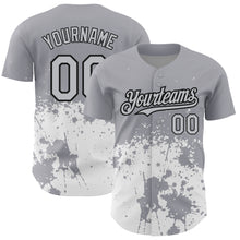 Load image into Gallery viewer, Custom Gray Black-White 3D Pattern Design Abstract Splash Grunge Art Authentic Baseball Jersey