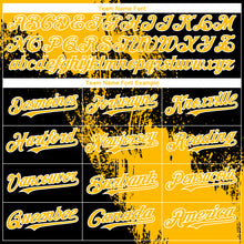 Load image into Gallery viewer, Custom Black Gold-White 3D Pattern Design Abstract Brush Stroke Authentic Baseball Jersey